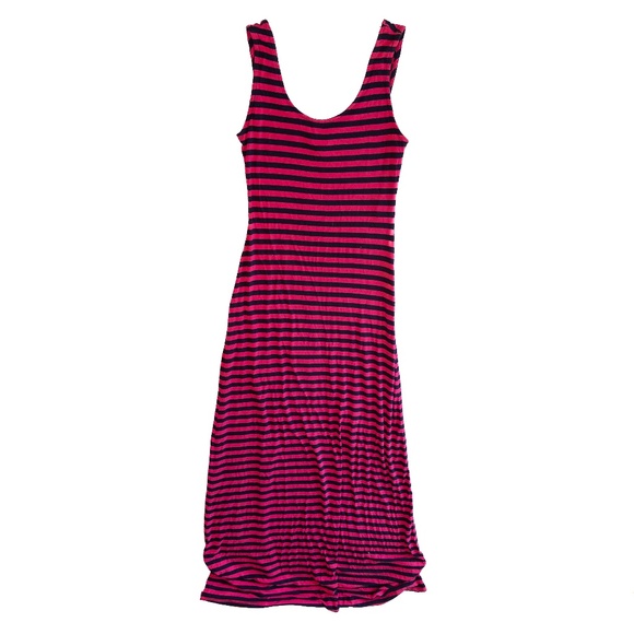 2010s bodycon maxi dress hot pink and navy blue stripes merona size XS - Picture 1 of 4